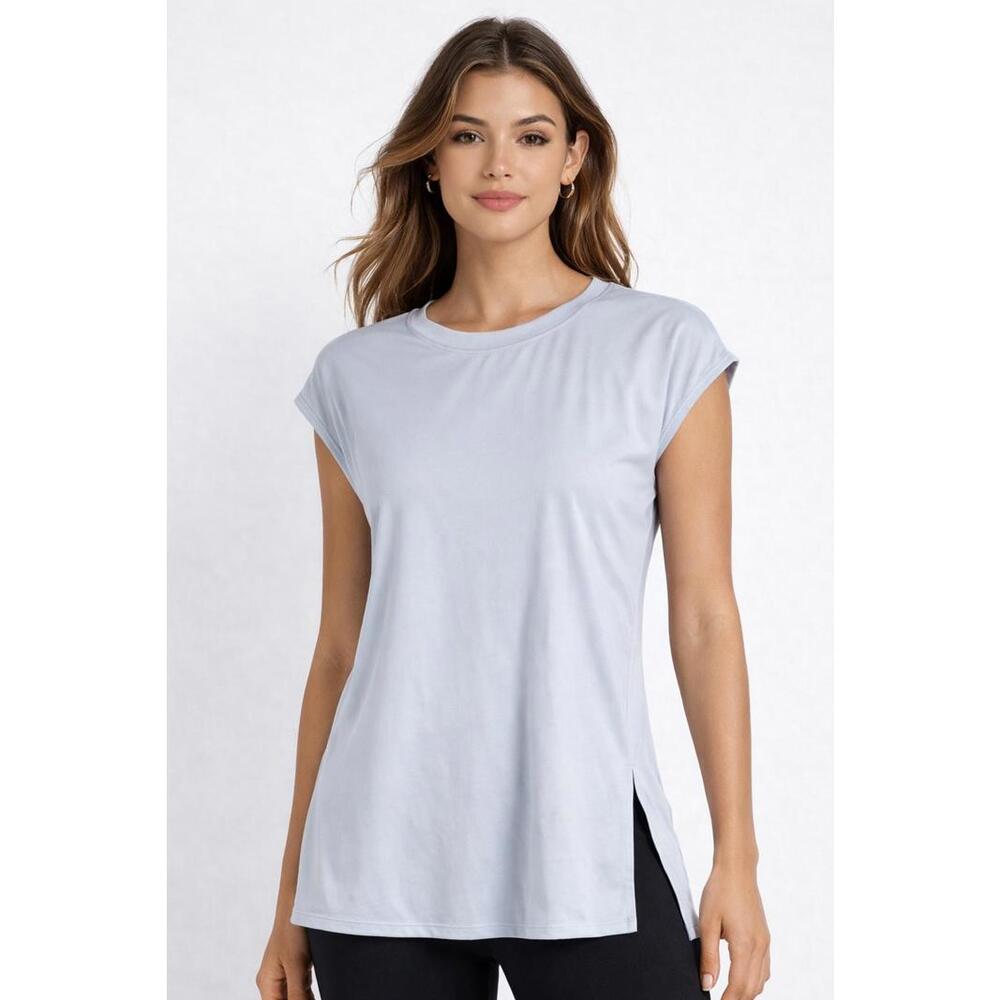 NWT Halara Halara Airy Cap Sleeve Tunic Top Side Slit Blue Size XS